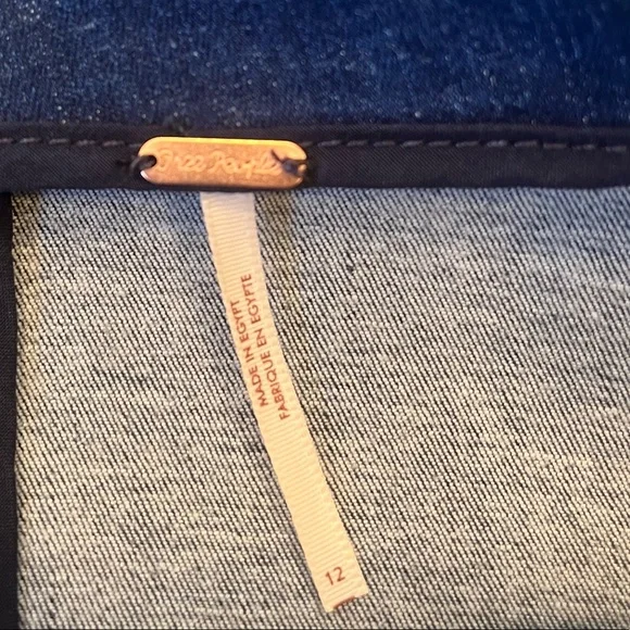 NWOT Free People Denim Colorblock Mini Skirt - Picture 3 of 7